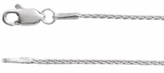 Rhodium-Plated Sterling Silver 1 mm Wheat 20" Chain