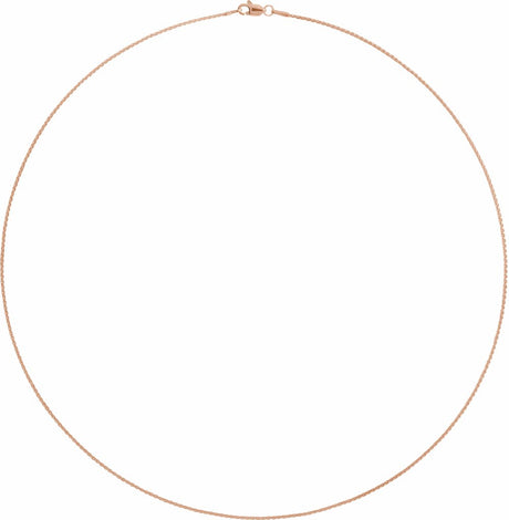 14K Rose Gold 1 mm Wheat 16" Chain