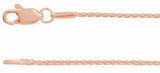 14K Rose Gold 1 mm Wheat 16" Chain