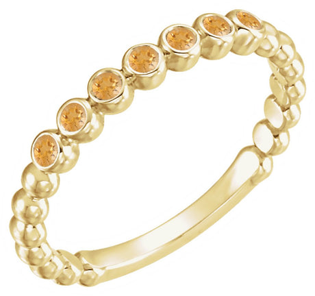 14K Yellow Natural Citrine Stackable Ring