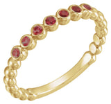 14K Yellow Gold Natural Mozambique Garnet Stackable Ring