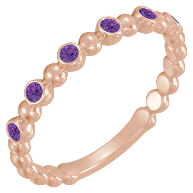 14K Rose Natural Amethyst Stackable Ring