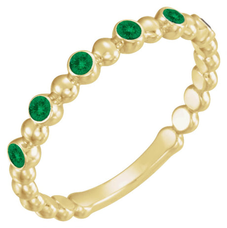 14K Yellow Gold Natural Emerald Stackable Ring
