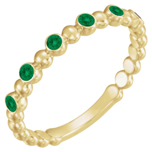 14K Yellow Gold Natural Emerald Stackable Ring