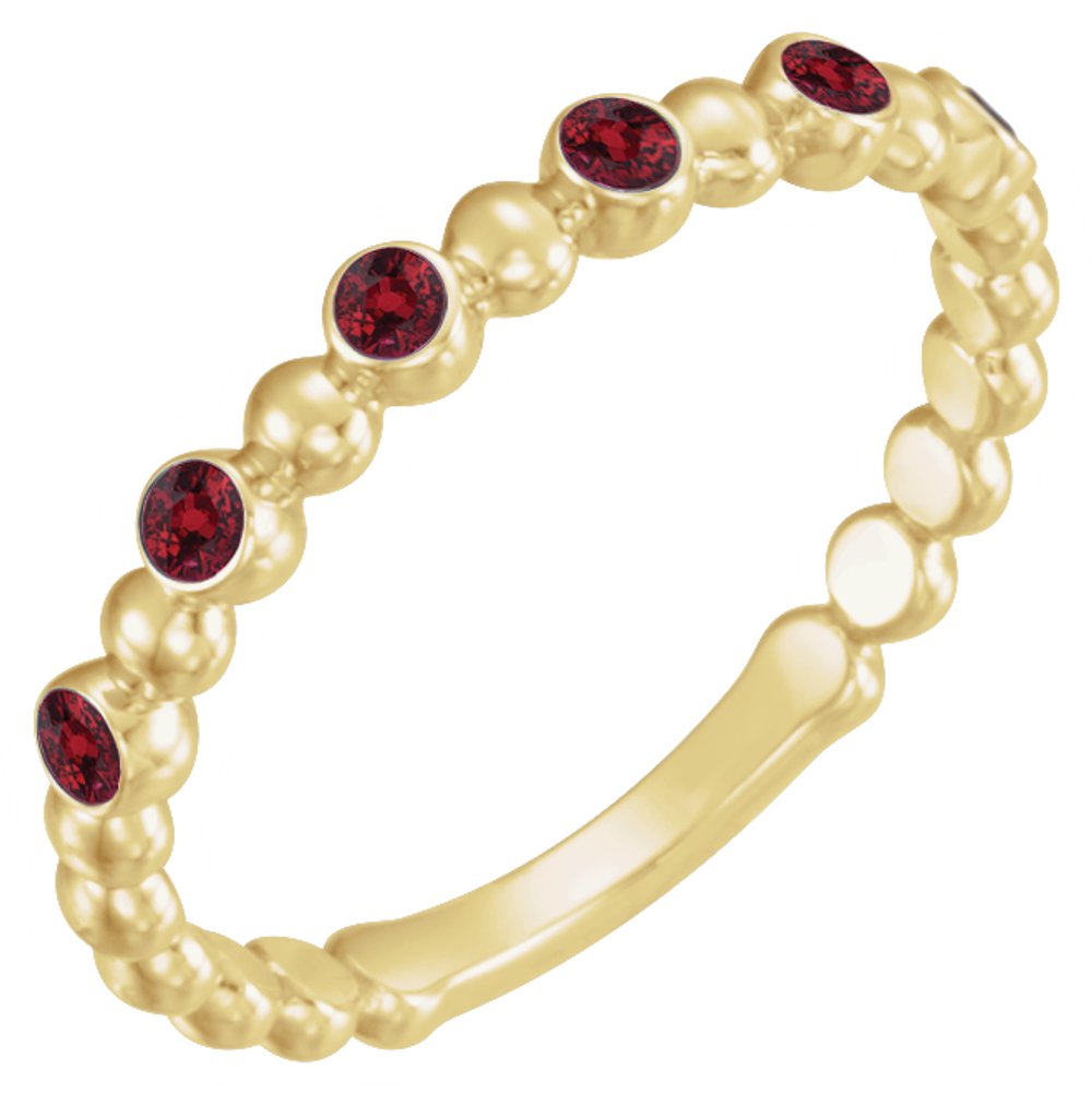 14K Yellow Gold Natural Mozambique Garnet Stackable Ring