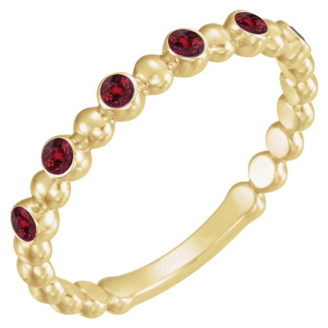14K Yellow Gold Natural Mozambique Garnet Stackable Ring