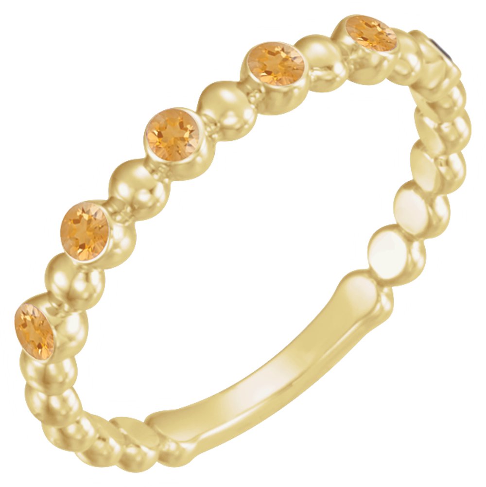 14K Yellow Natural Citrine Stackable Ring