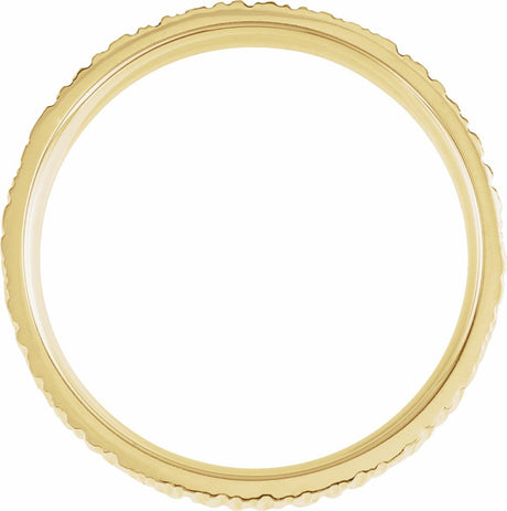 14K Yellow Gold 6 mm Tree Bark-Inspired Comfort-Fit Flat Band
