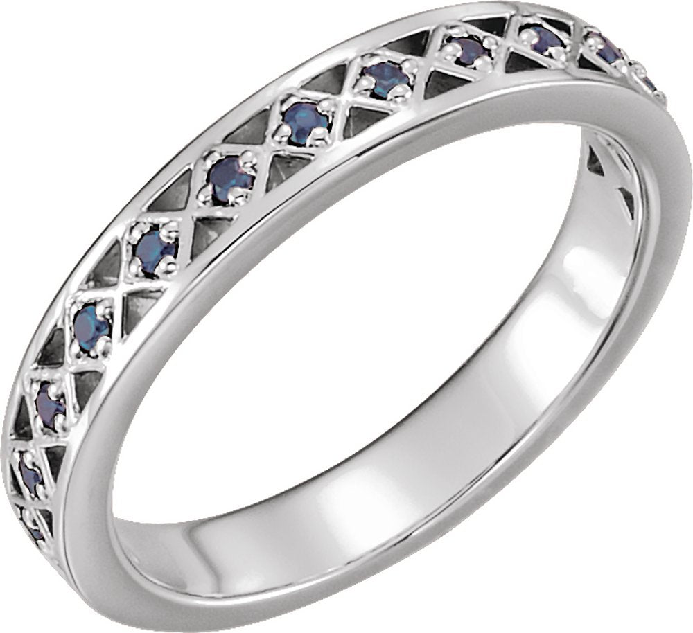 Platinum Natural Blue Sapphire Stackable Ring