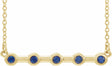 14K Yellow Natural Blue Sapphire Bezel-Set Bar 16" Necklace