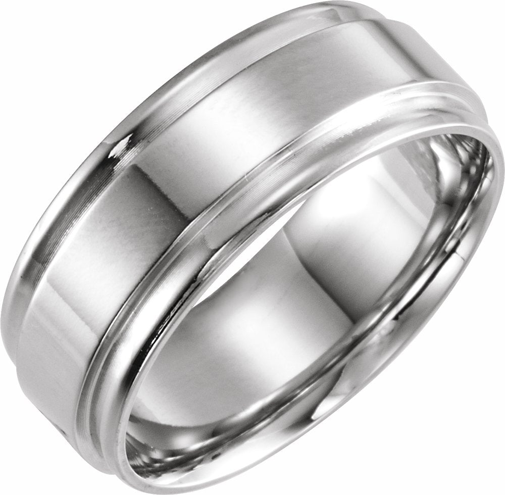 Sterling Silver Inlay 8 mm Comfort-Fit Flat Band