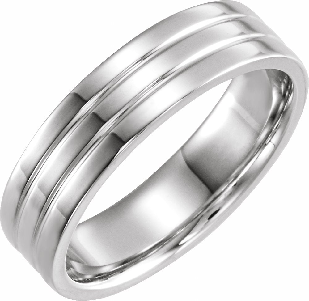 14K White 6 mm Ridged Band Size 7