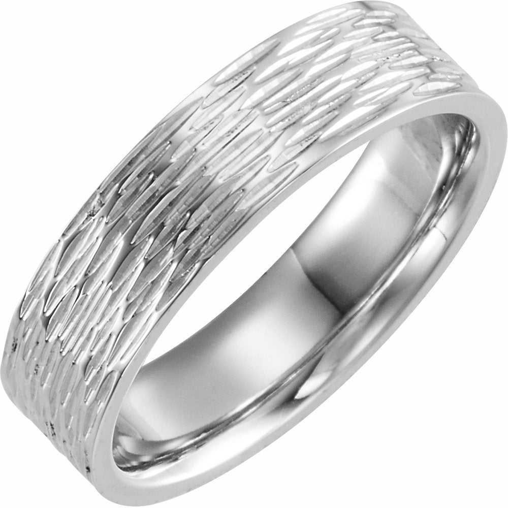 Platinum 6 mm Tree Bark Pattern Band Size 8.5