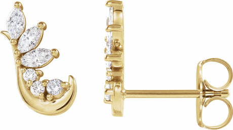 14K Yellow Gold 1/4 CTW Natural Diamond Earring Climbers