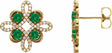 14K Yellow Gold Natural Emerald & 1/4 CTW Natural Diamond Earrings