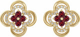 14K Yellow Natural Ruby & 1/5 CTW Natural Diamond Clover Earrings