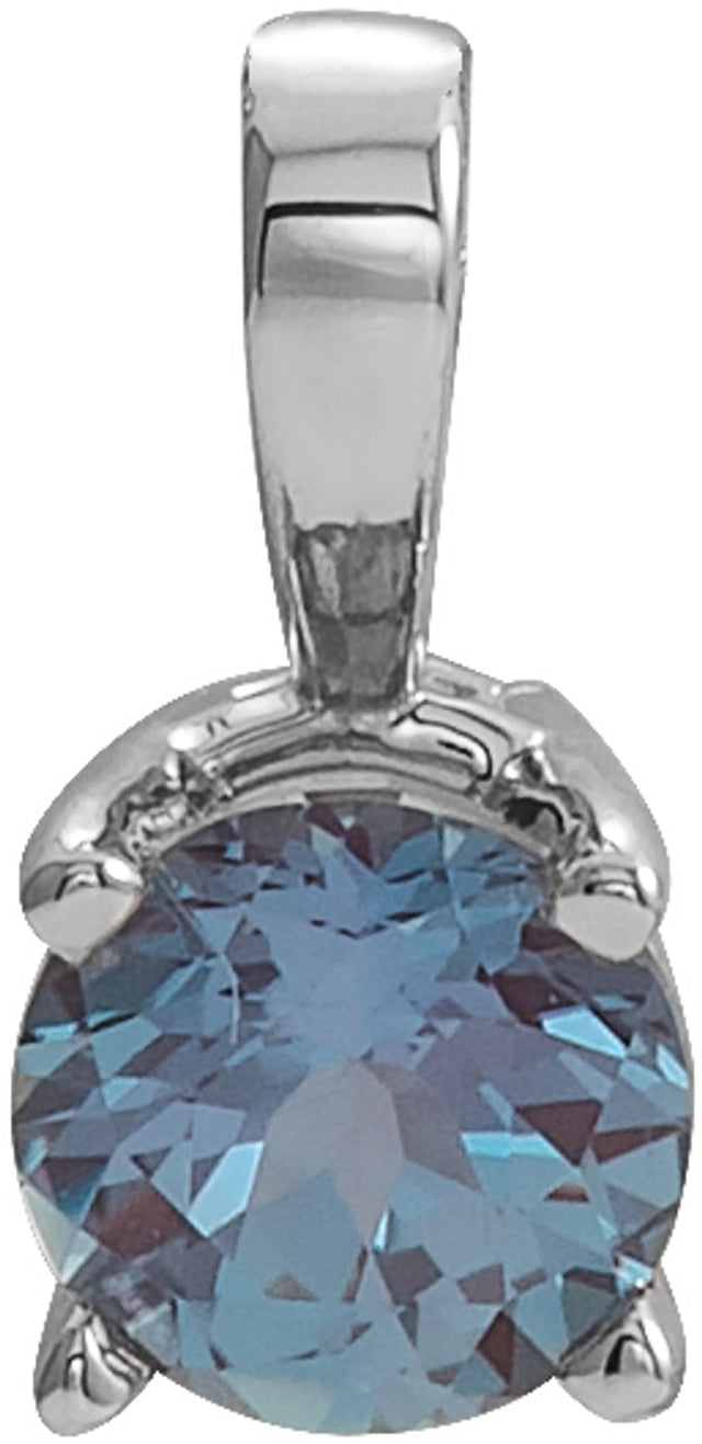 Sterling Silver 6 mm Imitation Alexandrite Pendant