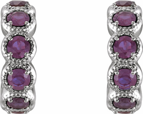 Sterling Silver Lab-Grown Alexandrite Hoop Earrings