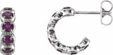 Sterling Silver Lab-Grown Alexandrite Hoop Earrings