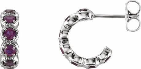 Sterling Silver Lab-Grown Alexandrite Hoop Earrings
