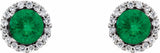 14K White Gold 3 mm Natural Emerald & 1/10 CTW Natural Diamond Earrings