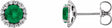 14K White 3 mm Natural Emerald & 1/10 CTW Natural Diamond Earrings