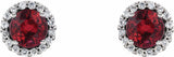 14K White 4 mm Lab-Grown Ruby & 1/10 CTW Natural Diamond Earrings