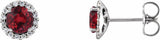 14K White 4 mm Lab-Grown Ruby & 1/10 CTW Natural Diamond Earrings