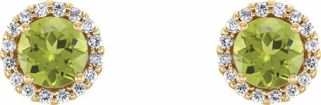 14K Yellow Gold 5 mm Natural Peridot & 1/8 CTW Natural Diamond Earrings