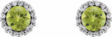 14K White 5 mm Natural Peridot & 1/8 CTW Natural Diamond Earrings