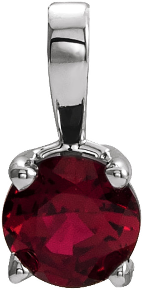 Sterling Silver 6 mm Imitation Ruby Pendant