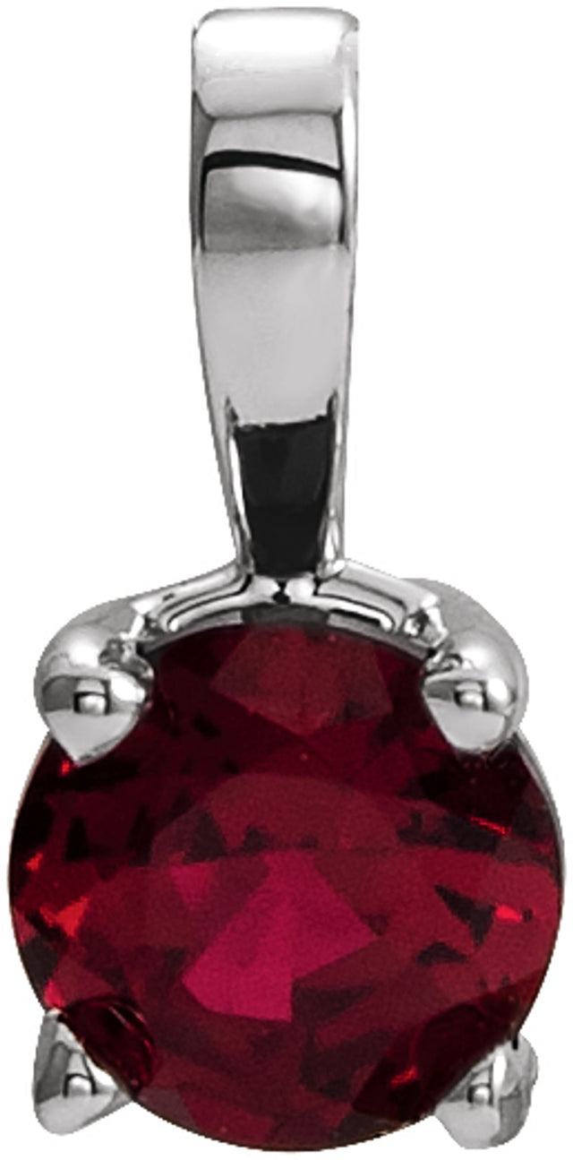 Sterling Silver 6 mm Imitation Ruby Pendant