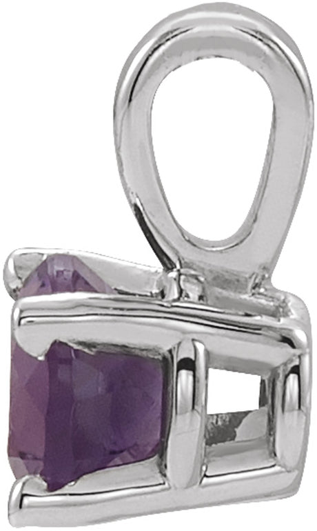 14K White Gold 4 mm Natural Amethyst 16-18" Necklace
