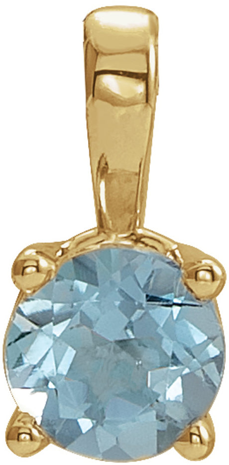 14K Yellow 3 mm Natural Aquamarine Pendant