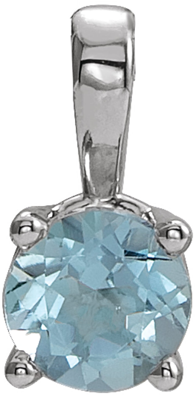 Platinum 4 mm Natural Aquamarine Pendant