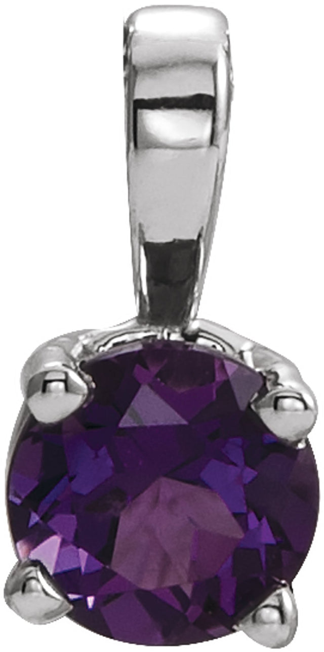 14K White Gold 4 mm Natural Amethyst 16-18" Necklace