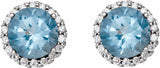 14K White Gold 5 mm Natural Aquamarine & 1/8 CTW Natural Diamond Earrings