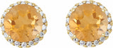 14K Yellow 5.5 mm Natural Citrine & 1/8 CTW Natural Diamond Earrings