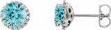 14K White Gold 5 mm Natural Blue Zircon & 1/8 CTW Natural Diamond Earrings