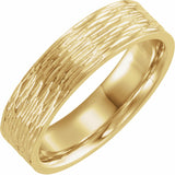 14K Yellow 6 mm Tree Bark Pattern Band Size 7