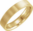 14K Yellow Gold 5 mm Ridged Comfort-Fit Flat Band Size 8