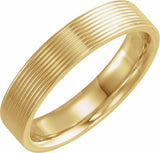 14K Yellow Gold 5 mm Ridged Comfort-Fit Flat Band Size 8