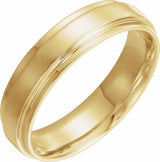 14K Yellow Inlay 5 mm Comfort-Fit Flat Band Size 11