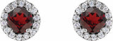 14K White Gold 4 mm Natural Mozambique Garnet & 1/10 CTW Natural Diamond Earrings