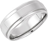 14K White Gold Inlay 6 mm Comfort-Fit Flat Band Size 8