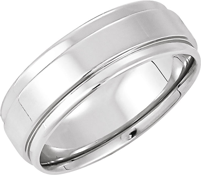 14K White Gold Inlay 6 mm Comfort-Fit Flat Band Size 8