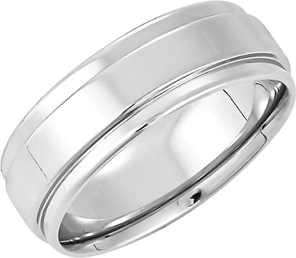 14K White 7.5 mm Flat Edge Band Size 11 