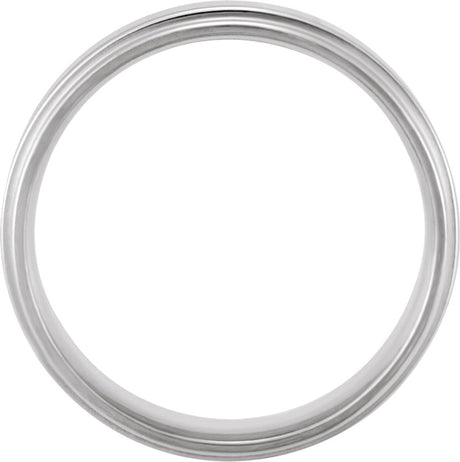 14K White Gold Inlay 7.5 mm Comfort-Fit Flat Band Size 11.5