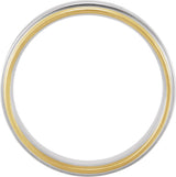 18K Yellow Gold & Platinum & 18K Yellow Gold Inlay 6 mm Flat Comfort-Fit Band Size 10