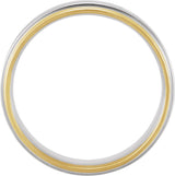 14K Yellow/White Inlay 7.5 mm Flat Comfort-Fit Band
